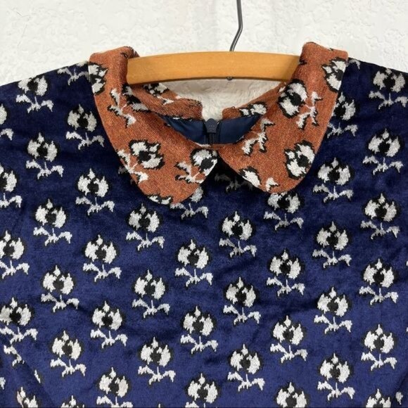 Opening Ceremony Floral Peter Pan Velvet Colorblock Dress - Picture 5 of 8